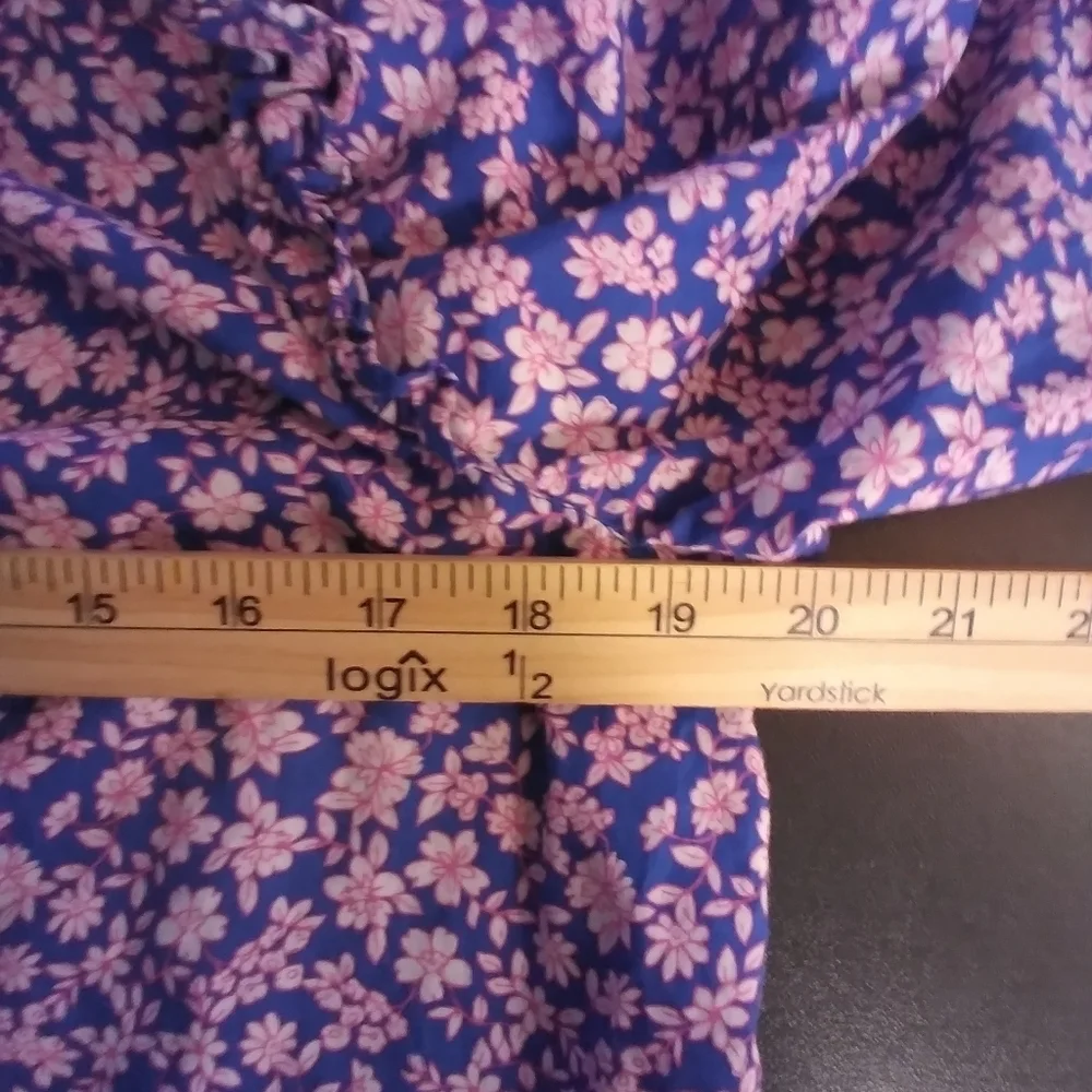 J Crew Floral Purple and Pink Blouse Ruffled Sleeve Cottagecore Fairy Boho